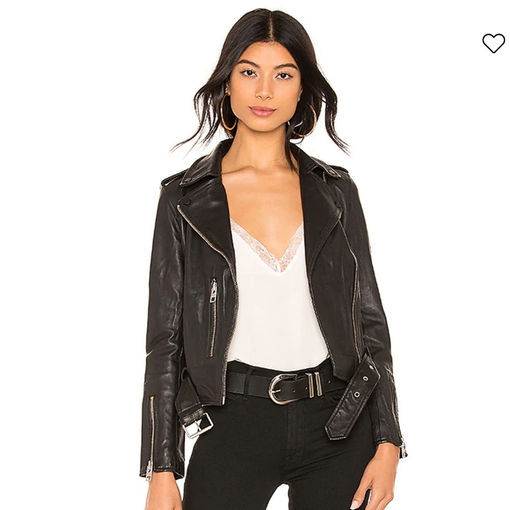 All‎ Saints Balfern Leather Biker Jacket Black- NWOT 0 - Picture 6 of 10